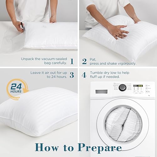 Miniatura 9 de viewstar Juego de 2 almohadas de cama tamaño Queen, colección de hotel, almohada grande alternativa de plumón para dormir de espalda, estómago o de