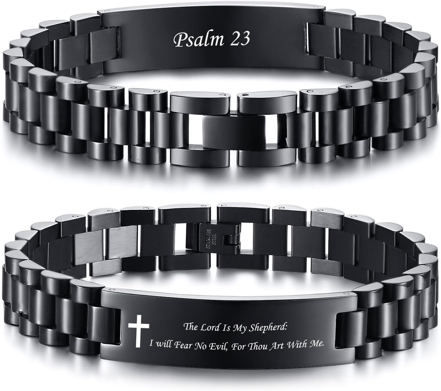 Personalized Religious Jewelry-Engraved Inspirational Christian Faith Bible Verse Quote Wristbands Elegant Link Bracelet Encouragement Gift,Cassic Watch Band Strap Design