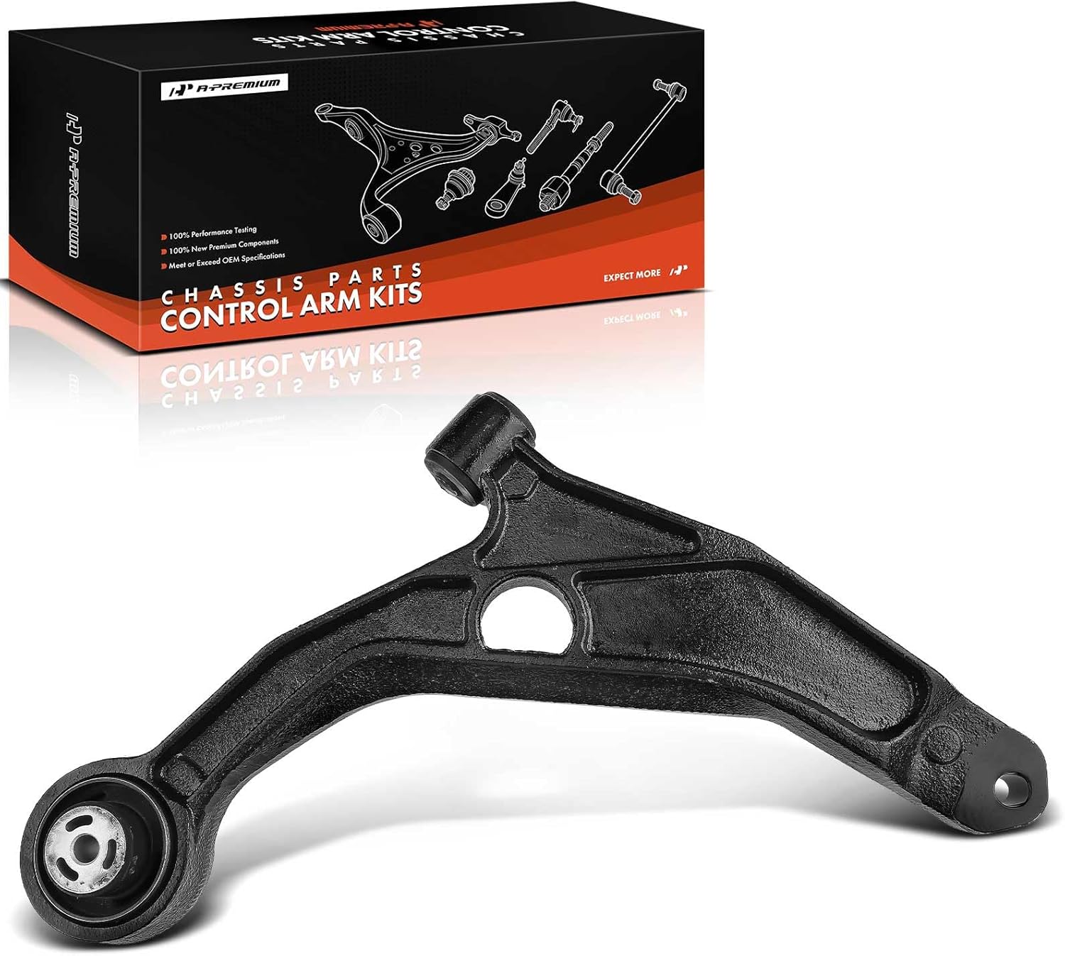 A-Premium Front Right Lower Control Arm, with Bushing, Compatible with Chrysler 200 2011-2014, Sebring 2007-2010, Dodge Avenger 2008-2014