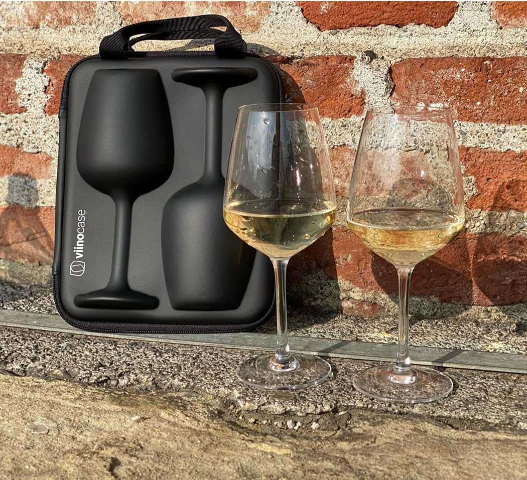 2 Gläser to go ++ 2 hochwertige Weingläser im Schutzcase perfekt verpackt für Picknick, Camping & Weinmomente unterwegs