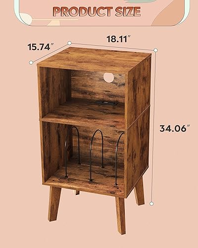 Miniatura 3 de WLIVE Record Player Stand, Modern Nightstand with Storage, Small Space Bedside Table, End Table for Bedroom & Living Room, Mid Century Night Stand