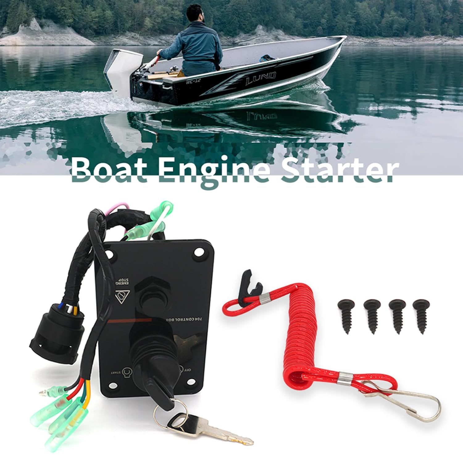 704 82570 Single Engine Key Switch Panel Assembly for Yamaha Outboard Yacht Boat Models replaces 704-82570-08 704-82570-12