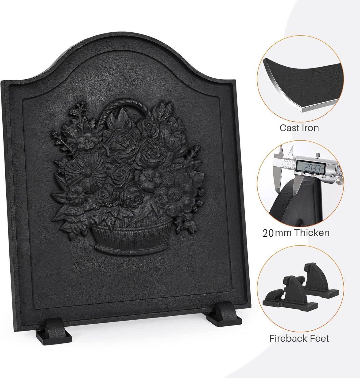 Wood Stove Steamer Cast Iron Fireback with Feet