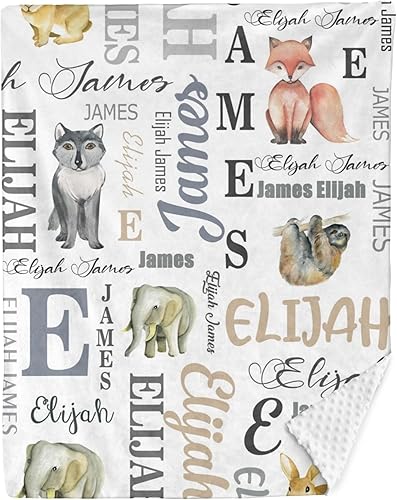 Manta personalizada de Woodland para bebé, manta personalizada de doble capa de felpa de Minky con respaldo punteado, mantas para bebé recién