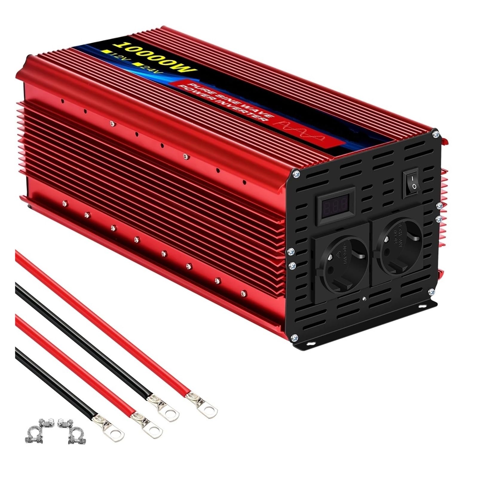 Invertitore Tensione DC 12V/24V A AC 220V 50hz Onda Sinusoidale Pura Inverter 1600W-10000W Convertitore Di Potenza Inverter Convertitore Adattatore Presa UE Convertitore Potenza(12V 10000W EU)
