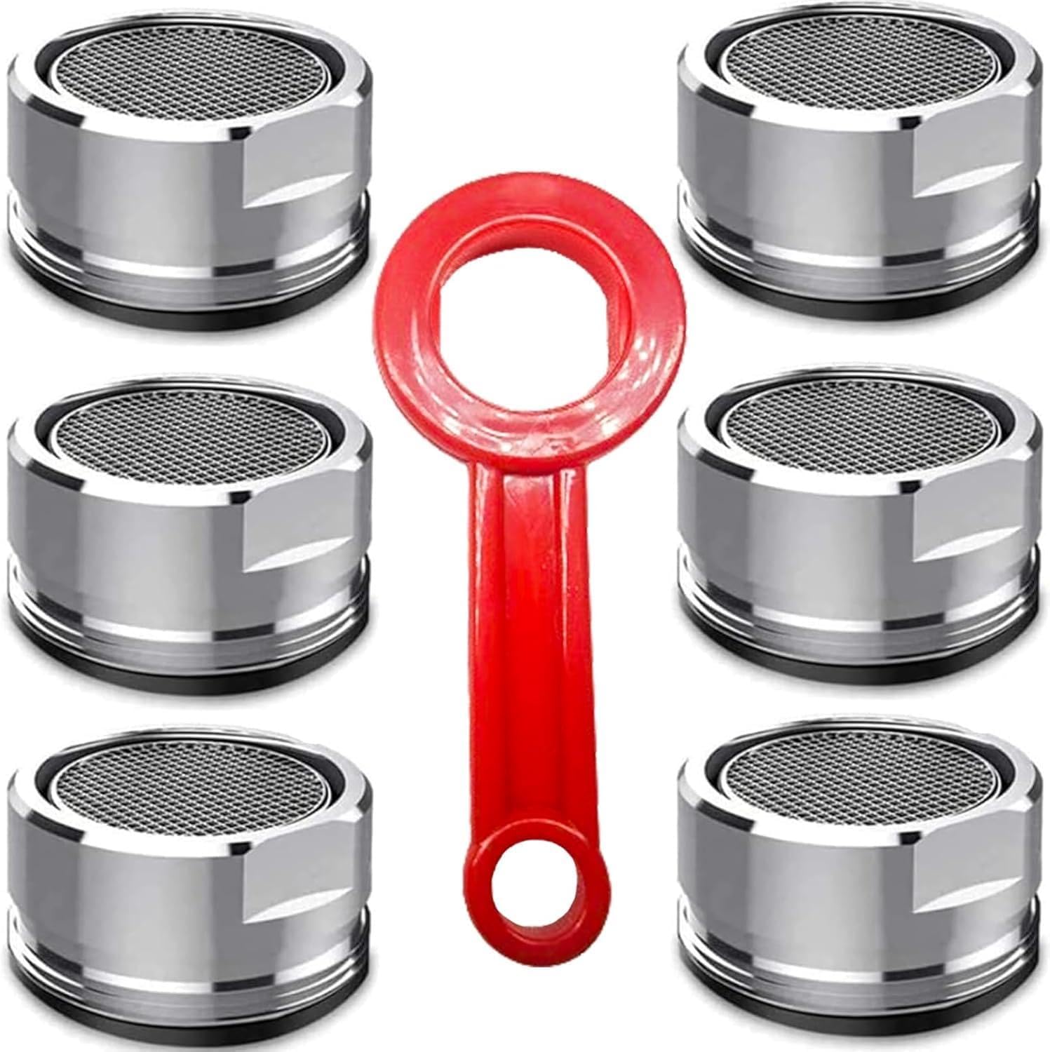 6PCS Faucet Aerator Replacement, 24mm (15/16 Inch) External Thread Bathroom Faucet Aerator with Brass Shell, Stainless Steel Screen, and Installation Wrench for Kitchen Sink Aerator