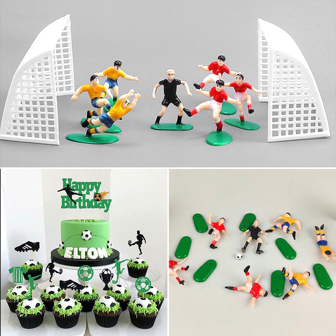 23 Pièces Décoration Gâteau Football - Figurines, Ballons, Buts - Toppers Anniversaire Garçon - 8