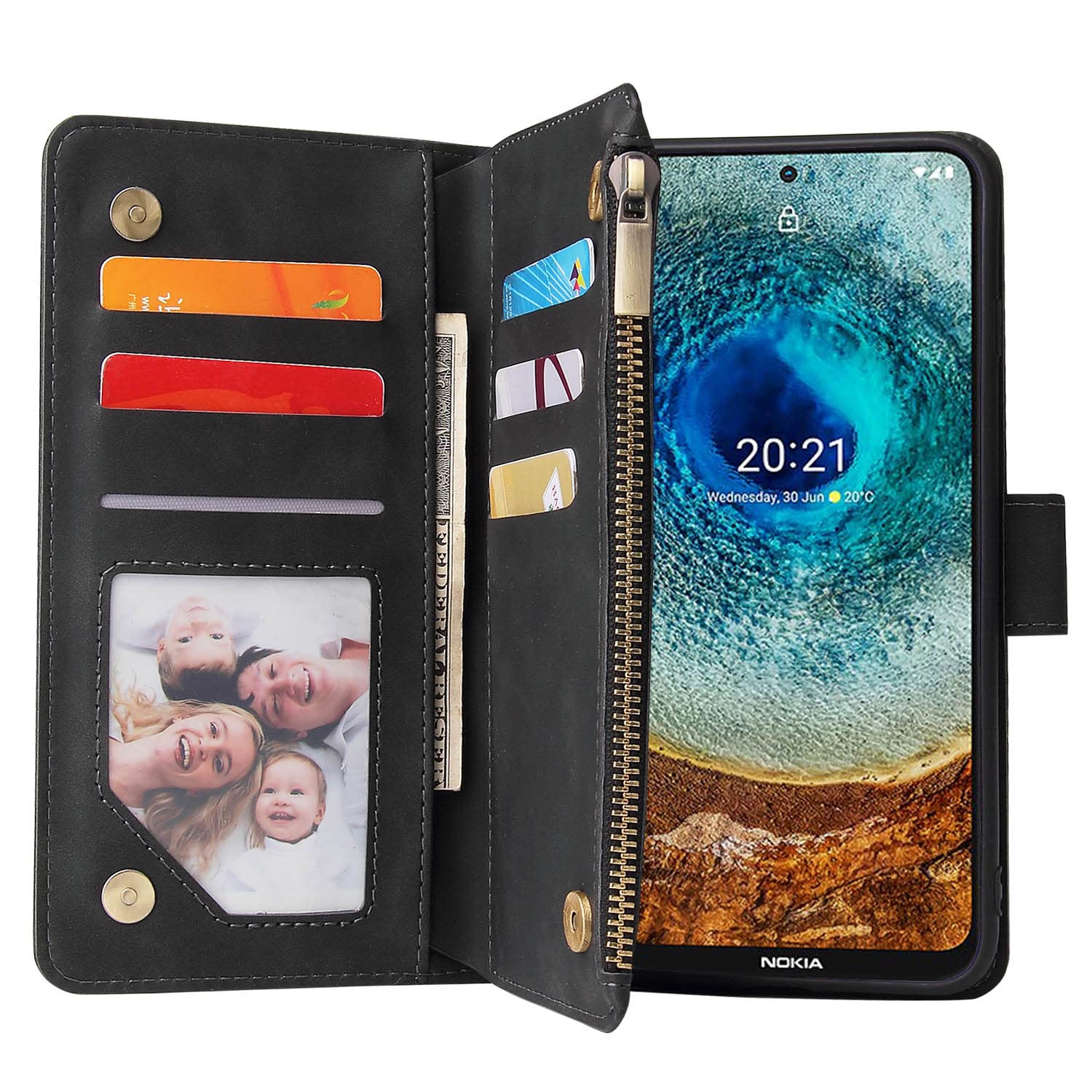 Asuwish Handyhülle Für Nokia X10/X20 Mit Kartenfach & Ständer – Klapphülle Mit Reißverschluss & Schutzfolie
