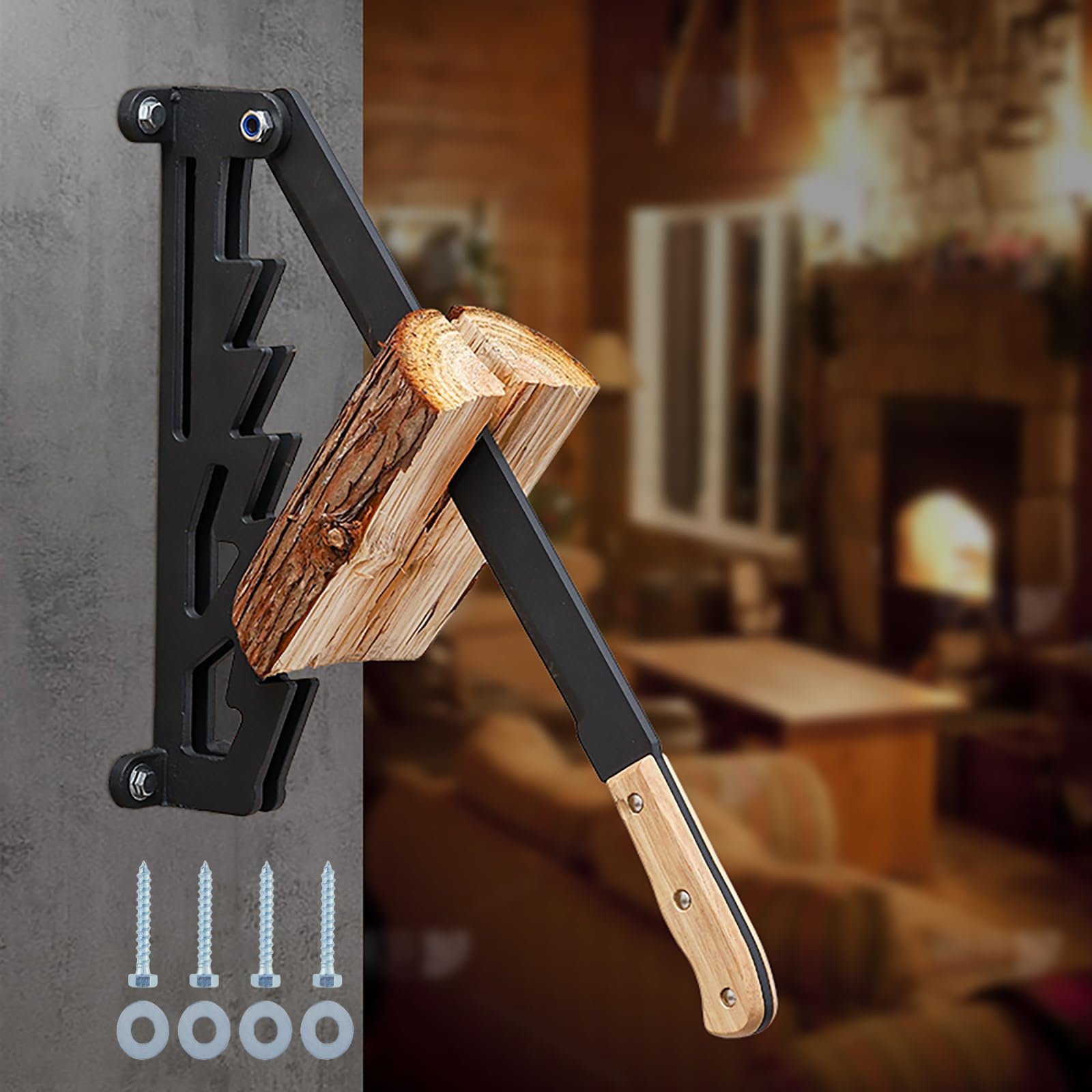 Holzspalter Manuell Wandhalterung Brennholzspalter,Anzündespalter für Holz zur Wandmontage,Brennholzschneider für Camping im Innen- oder Außenbereich