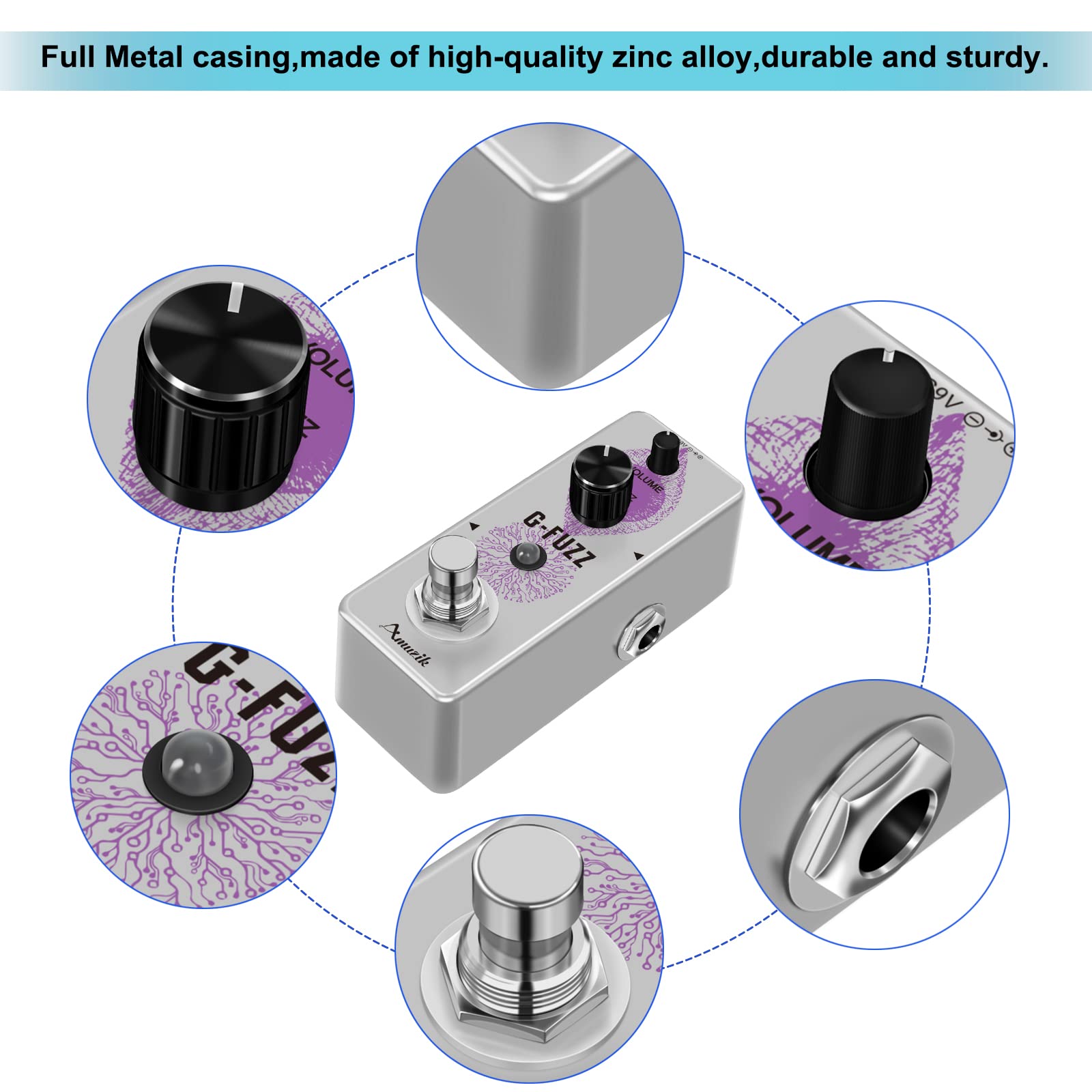 Amazon.com: Amuzik Classic Guitar Pedals Analog Fuzz Effect Pedal