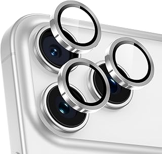 相机保护膜 iPhone 17 Pro /17 Pro Max 用 相机套 9H钢化玻璃 铝合金 苹果17Pro/17Pro Max 相机保护膜 耐冲击 黑边 无闪光干扰 iphone17pro /iphone17 pro max 镜头盖 保护装置 [带导框] 银色