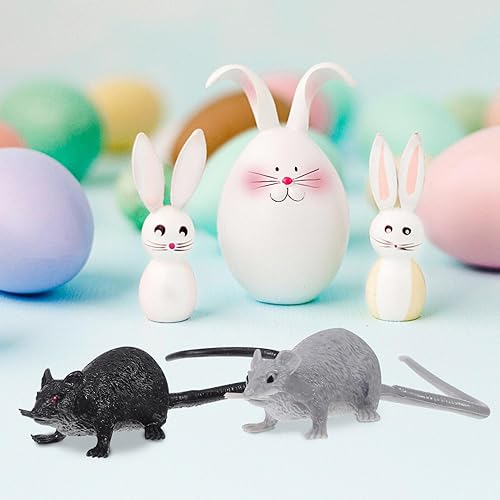 Miniatura 9 de Toyvian 16 piezas de ratas falsas realistas modelos de ratones de Halloween ratas trucos broma juguetes ratas espeluznantes ratas miniatura figuras