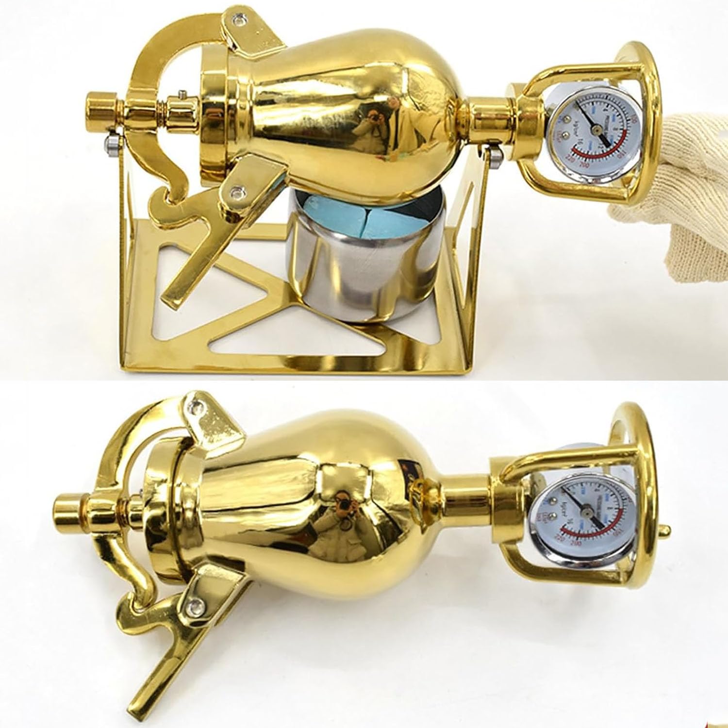 Macchina per popcorn manuale, stile antico, con capacità di 230 ml, cuscinetti rimovibili, finitura lucida per feste in famiglia