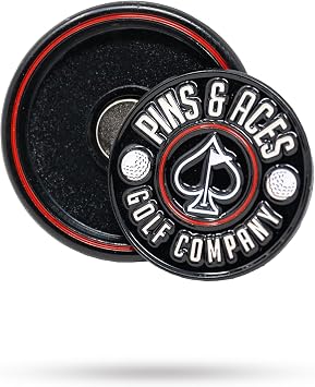 Pins & Aces Golf Ball Marker - Premium Metal, Unique Enamel Paint Custom Design - Attaches to Any Magnet - Add Style & Customize Your Golf Game