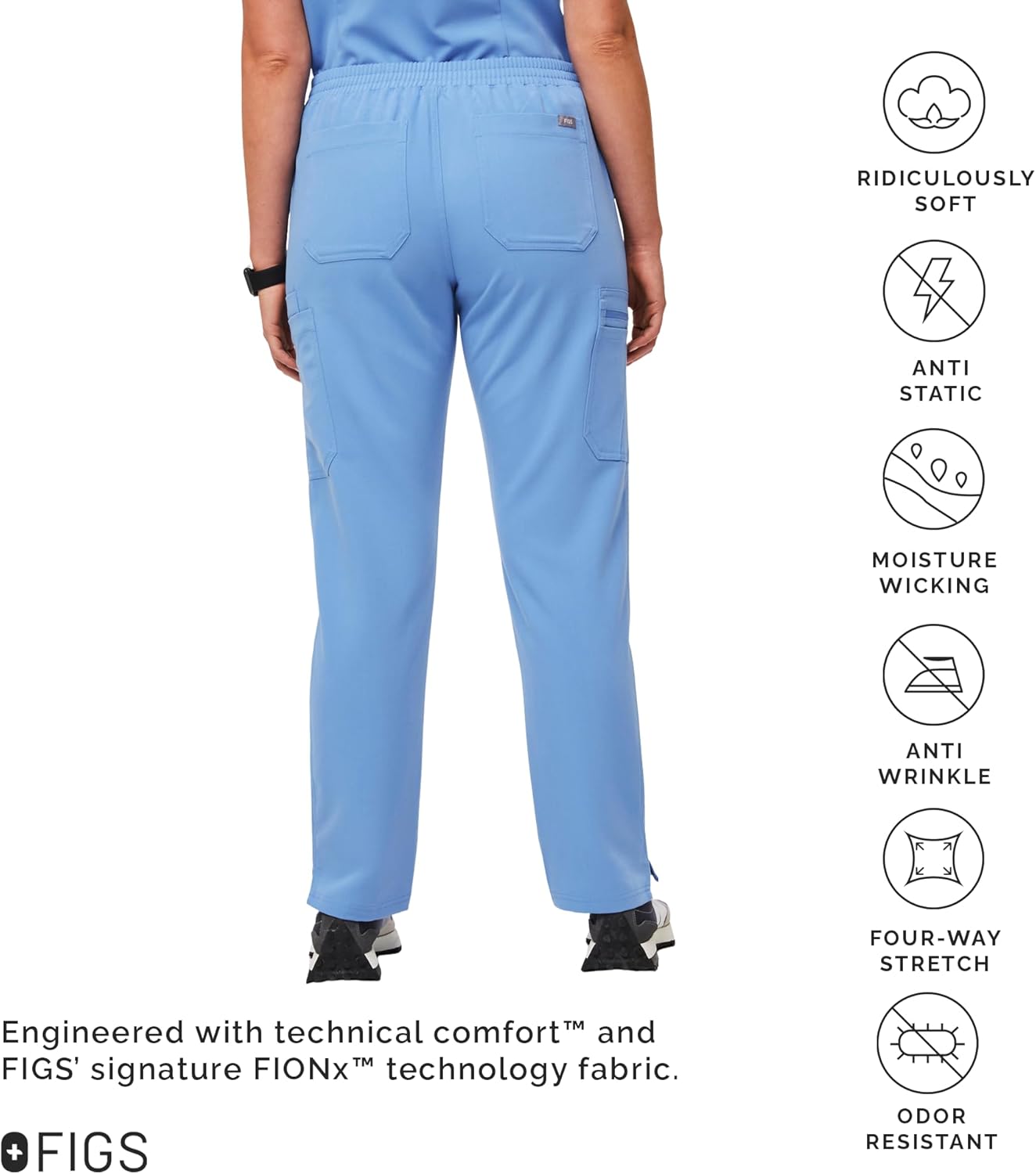 FIGS YOLA Skinny Scrub Pants for Women — Slim Fit, Straight Leg, 11 Pockets 4-Way Stretch, Anti-Wrinkle