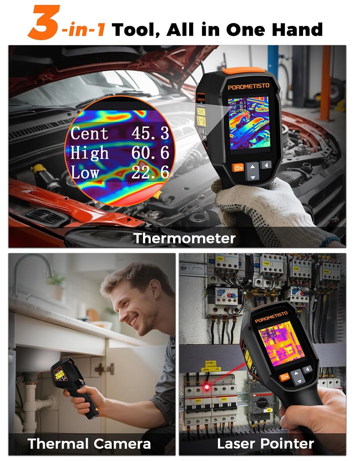 Ti01 Thermal Camera,240x240 IR Resolution Thermal Imaging Camera,-4°F-1022°F,15 Available Colors Thermal Imager,Display Resolution 320x240 Infrared Camera,Infrared Camera,25Hz,IP54