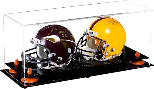 Miniatura 169 de Better Display Cases Acrílico 2 Mini casco de fútbol (no tamaño completo) vitrina con base de césped transparente (V46/A019)