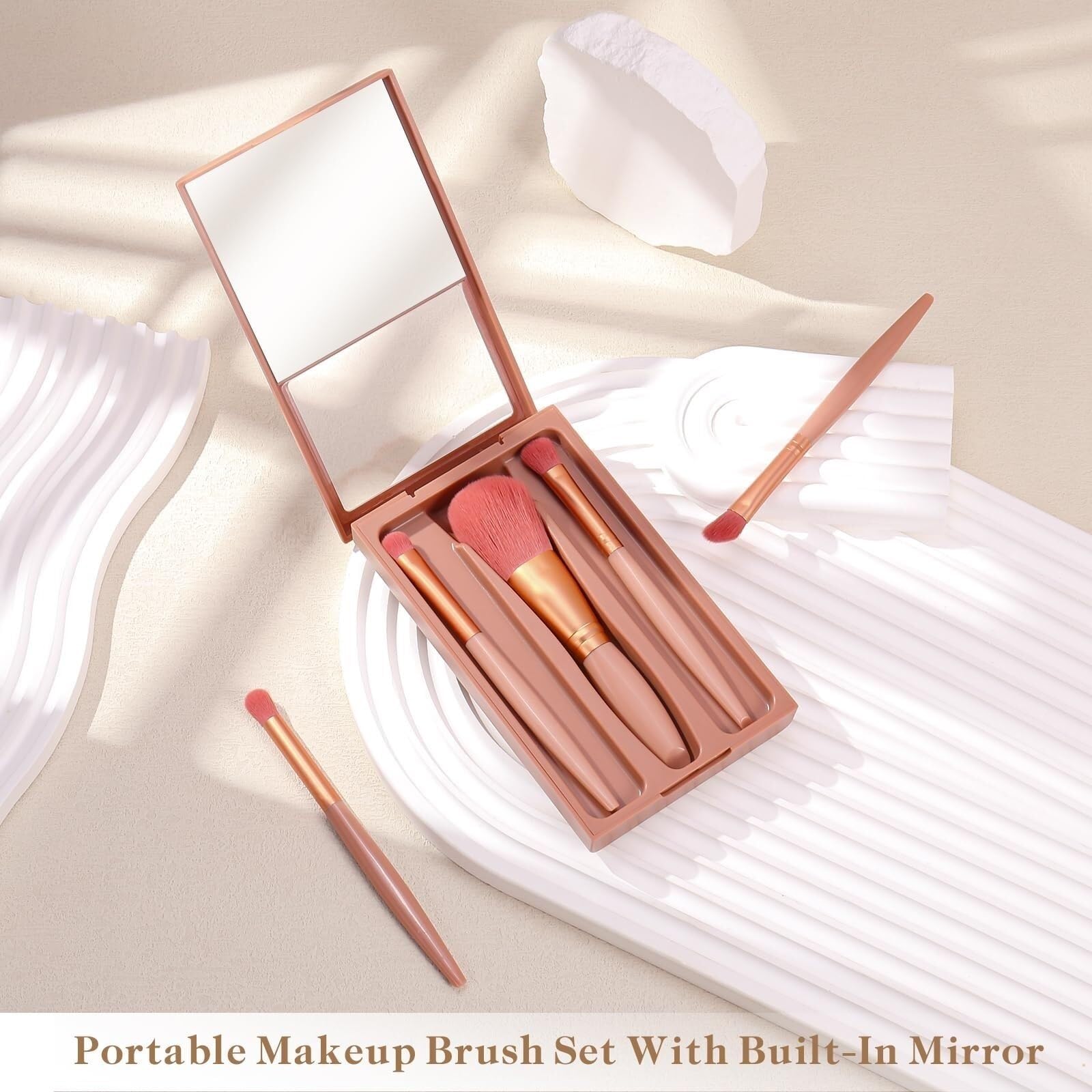 Pennelli Trucco Set Set di Pennelli for Il Trucco da Viaggio Pennello for Il Trucco Ombretto Pennello Morbido Pennello for Il Trucco di Base Strumenti per Trucco(Rot)