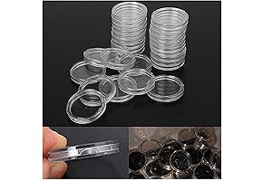 Xiaolanwelc@ 100Pcs/Set 32mm Clear Coin Capsules Case
