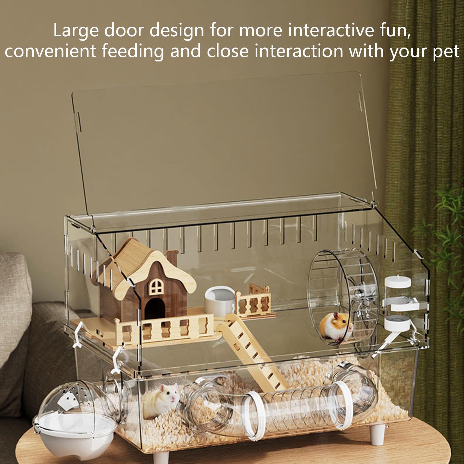 Gran Jaula para Hámster Recinto de Acrílico Transparente de 2 Niveles | Jaula para Gerbos para en Casa, Interior, Exterior, Observación en Tienda de Mascotas o Jardín