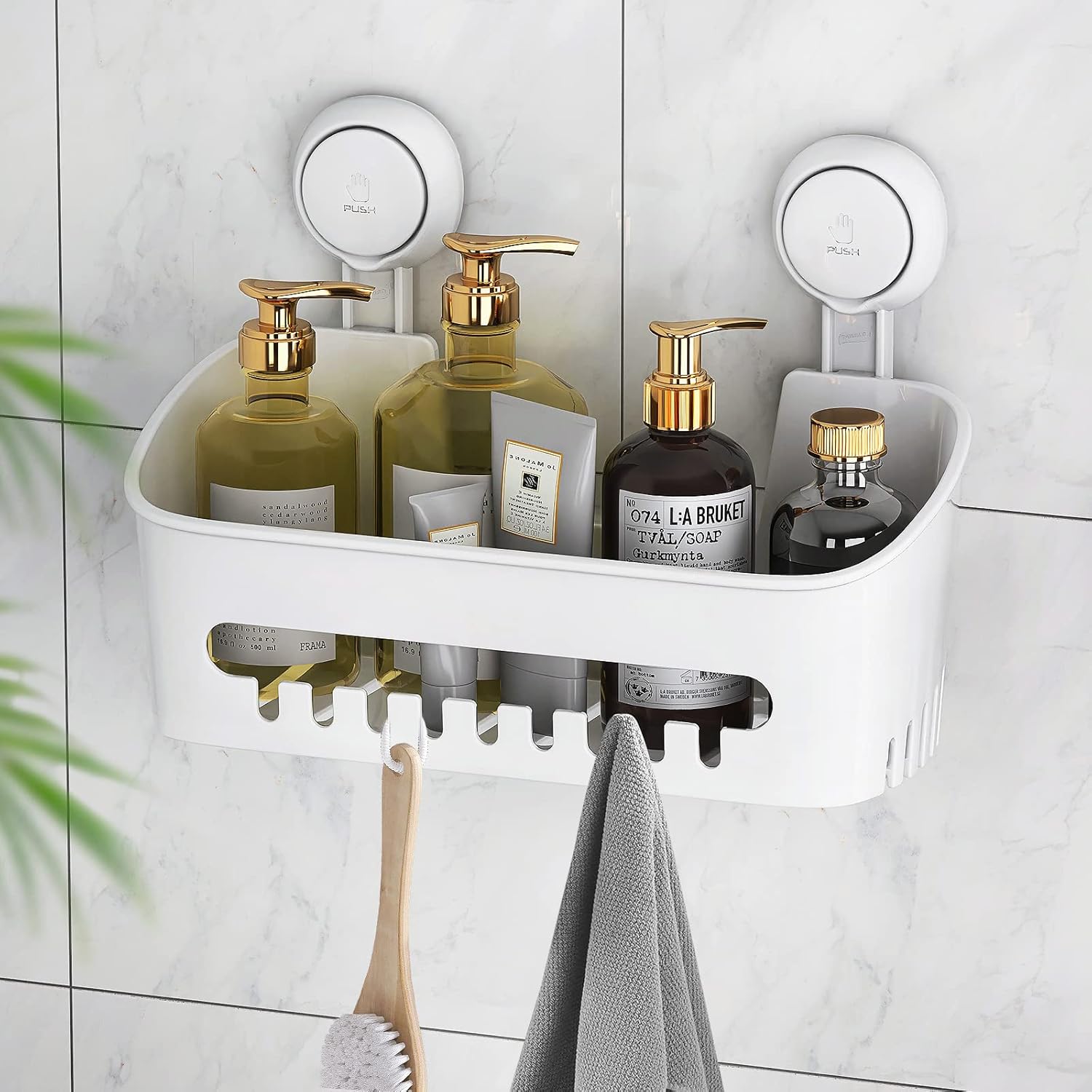 Namzi Shower Caddy Suction Cup Shower Shelf Suction Shower Basket Removable Powerful Shower Organizer Max Hold 22lbs Suction
