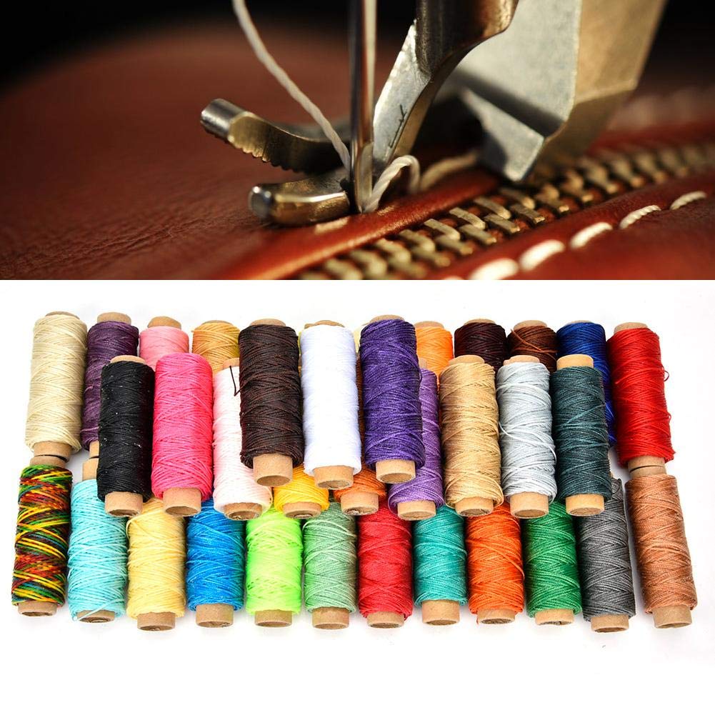Hilo encerado de cuero 36 colores 50 metros/rollo 150D Kit de herramientas de artesanía de cuero DIY para coser a mano y a máquina