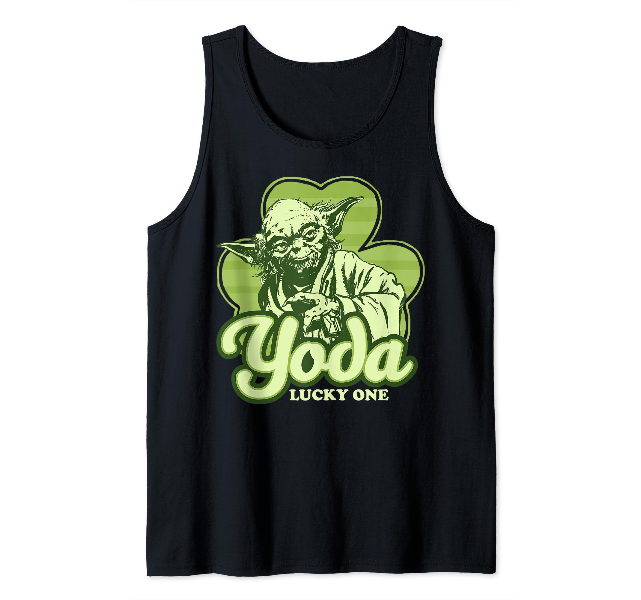 Star Wars Yoda Lucky One Clover St Patrick's Day Tank Top, Black