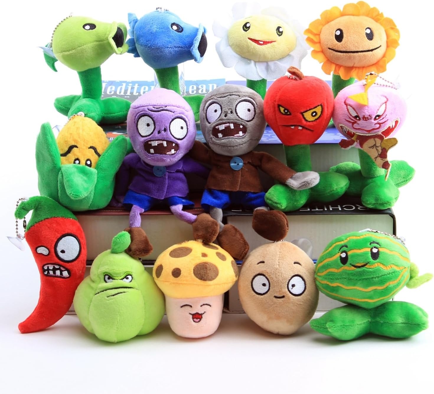 14pcs Set Plants and Zombies Plush Toys Game Pea Shooter Sunflower Squash Plushies Doll Children Kids Gifts