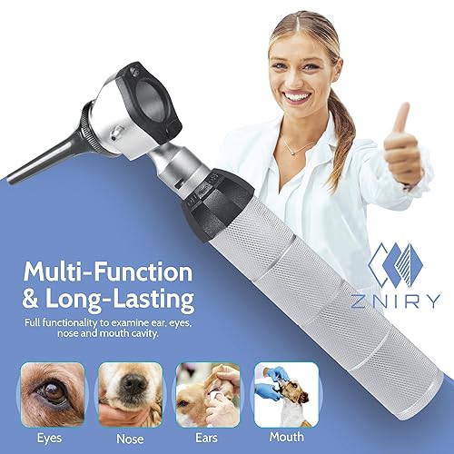 Miniatura 7 de Zniry Sistema de diagnóstico veterinario del otoscopio ENT del LED, con 12 diversos instrumentos de diagnóstico