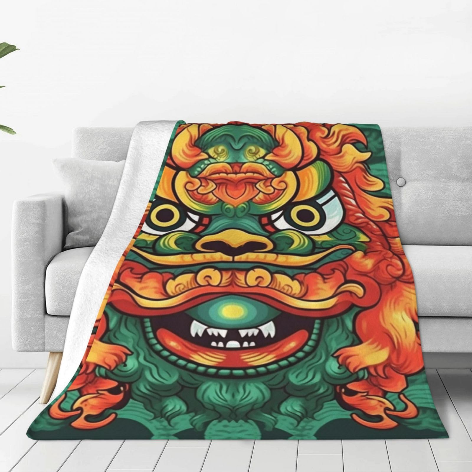 Couverture polaire du Nouvel An avec imprimé lion pour des soirées cocooning