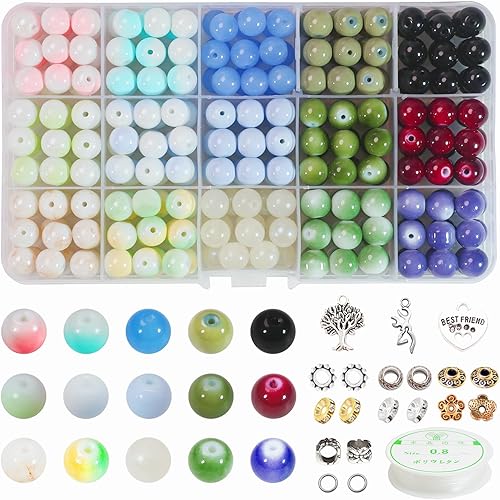 ZH149 - Juego de 500 cuentas de vidrio de 0.394 in, surtido hecho a mano, espacio suave, suelto, pulsera, cuentas kawaii a granel para manualidades