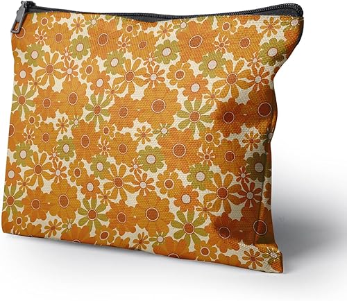 Miniatura 2 de Cafl Bolsa de maquillaje, bolsa de cosméticos con cremallera, bolsa de maquillaje de viaje, Girasol retro de los años 70 13
