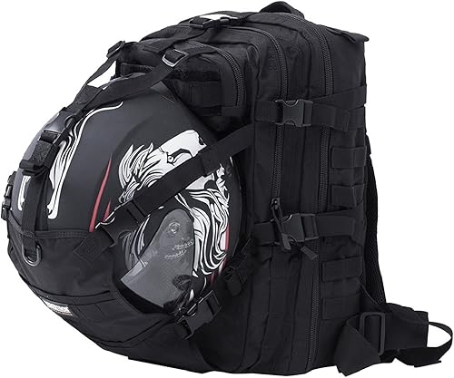 Seibertron Waterproof Large Capacity Molle Motorcycle Helmet Holder/Cycling Helmet Storage/Hiking Helmetcatch Bag/Backpack Also Fit Basketball Black