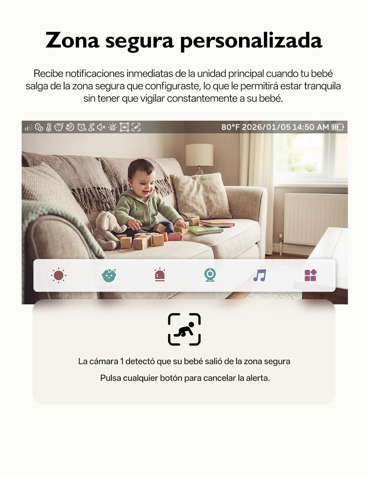 Momcozy BM03S Vigilabebes con Camara sin WiFi,5.5"1080P FHD,5800mAh batería | Versión mejorada de Momcozy BM03, Monitor Bebe con alcance de 500m, zona segura, detección de movimiento, visión nocturna,VOX