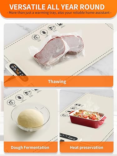 Miniatura 7 de Tapete de calentamiento para alimentos extra grande para fiestas, bufé, 3 temperaturas, para mostrador de calentamiento, tapete de calentamiento