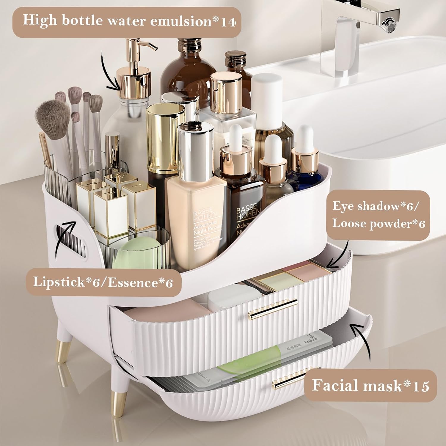 Suyoo Makeup Organiser with Drawers - Image 3
