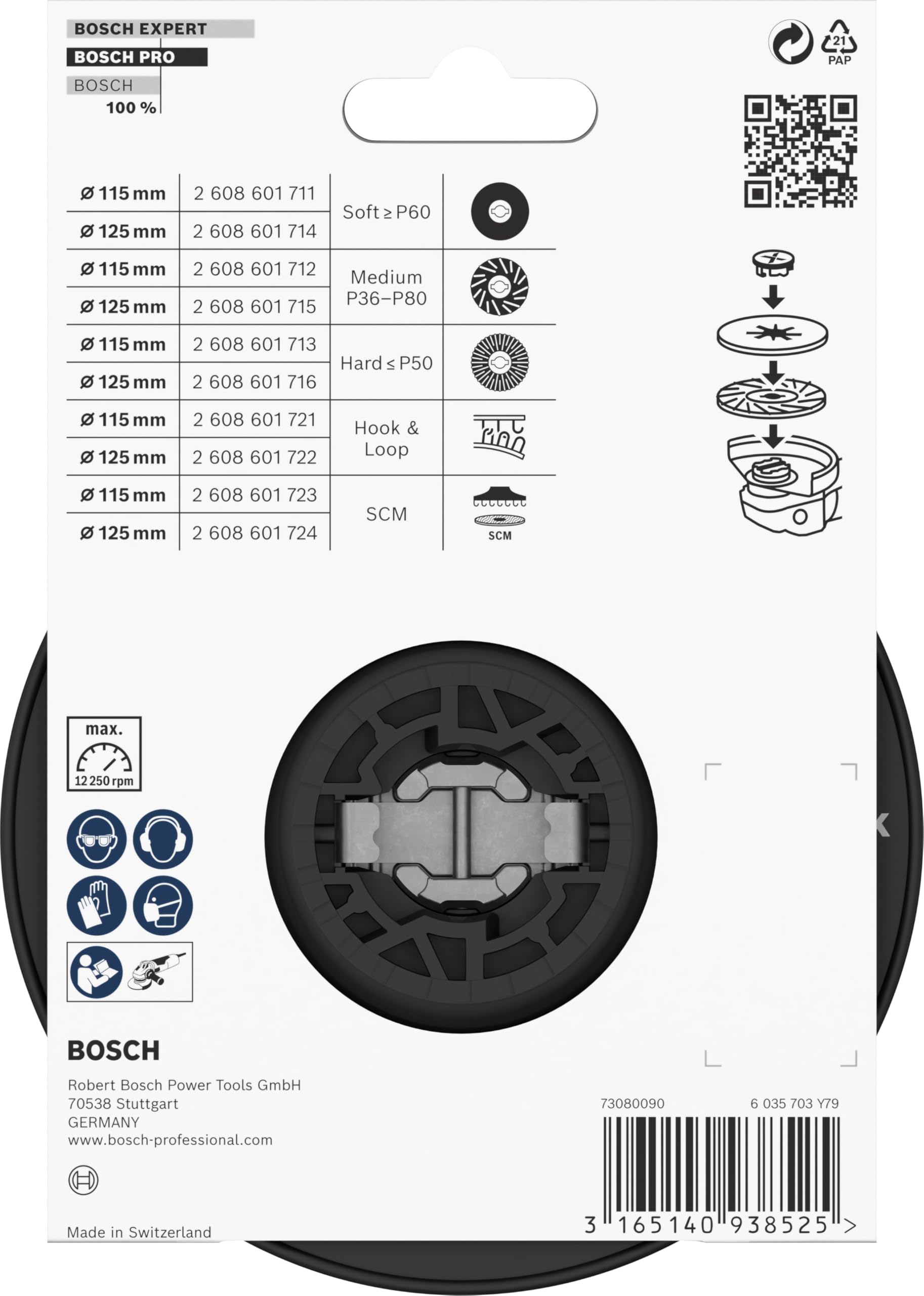 Bosch Professional Accessories Professional 2608601716 Destek Tabağı, Sert (X-Lock, Ø125 Mm)