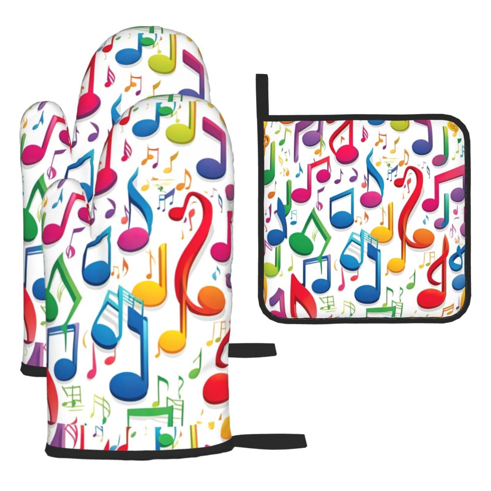 Gants de cuisine pour plats chauds avec maniques motif musique pour éviter les brûlures