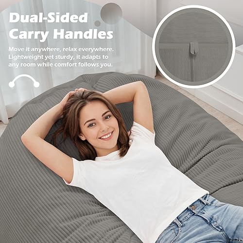 Miniatura 219 de HABUTWAY Puf gigante de 2 pies para adultos, con relleno de espuma viscoelástica, puf grande con funda de terciopelo holandés extraíble para sala de