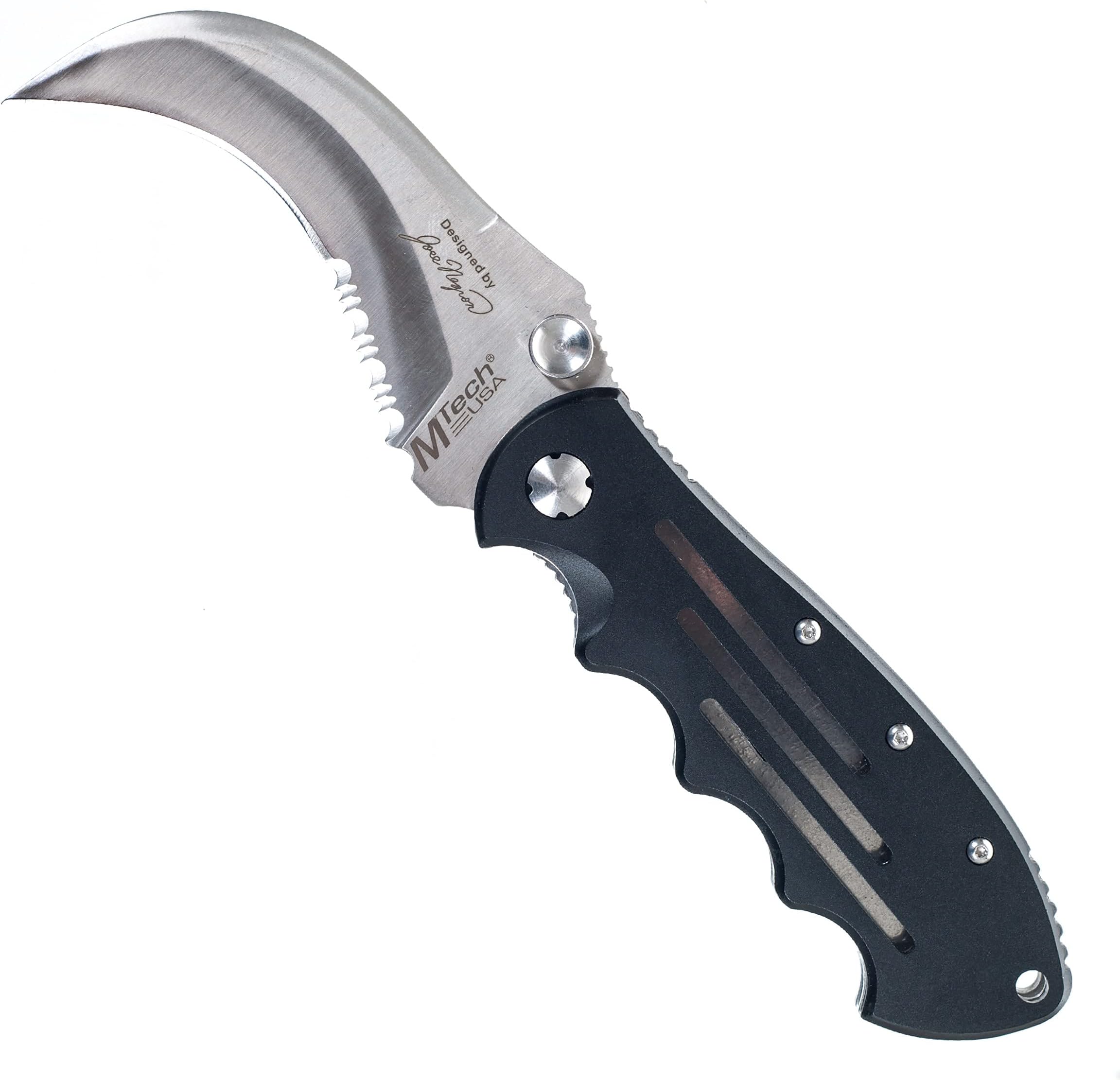 Hawk Bill Pocket Knife – Folding Stainless-Steel Blade with Partial Serrated Edge – Hooked Utility Pocketknife with Belt Clip by Whetstone