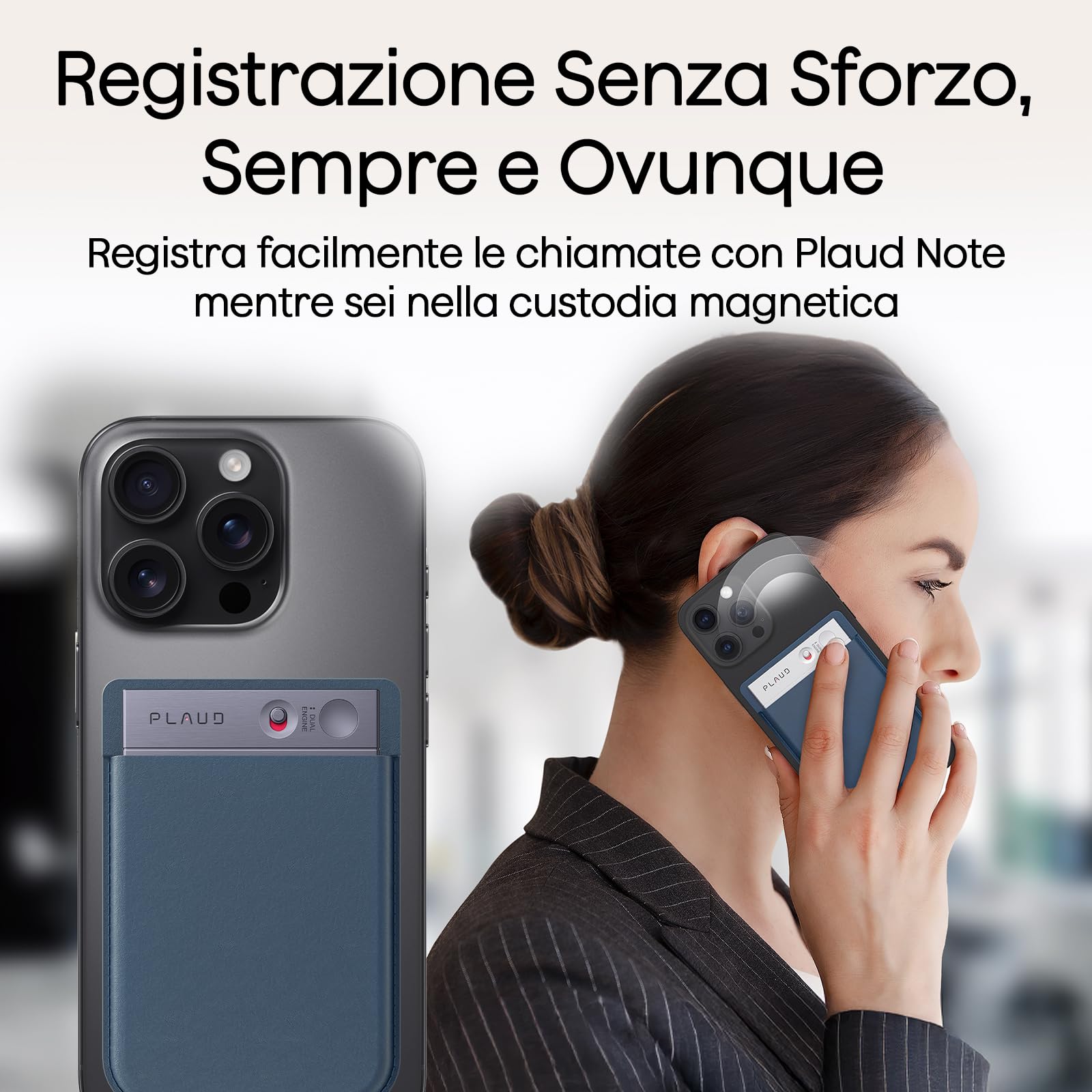 Custodia Magnetica Aggiuntiva per Plaud Note Registratore Vocale AI Custodia in Pelle Protettiva Portatile, Compatibile solo con Plaud Note, Blu Scuro