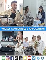 Vista 6 de Moman Micrófono de solapa inalámbrico, sistema de micrófono de solapa inalámbrico compacto de 2.4 GHz con transmisión de cancelación de ruido