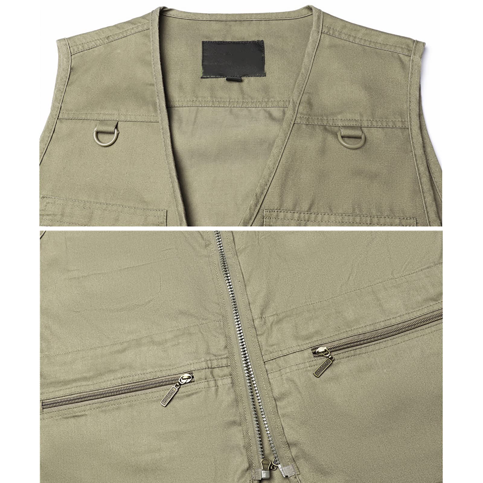 Uomini Multi Tasca Gilet da Pesca per Fotografia Escursionismo Caccia Estate Gilet Senza Maniche(Size:XXL,Color:Cachi)