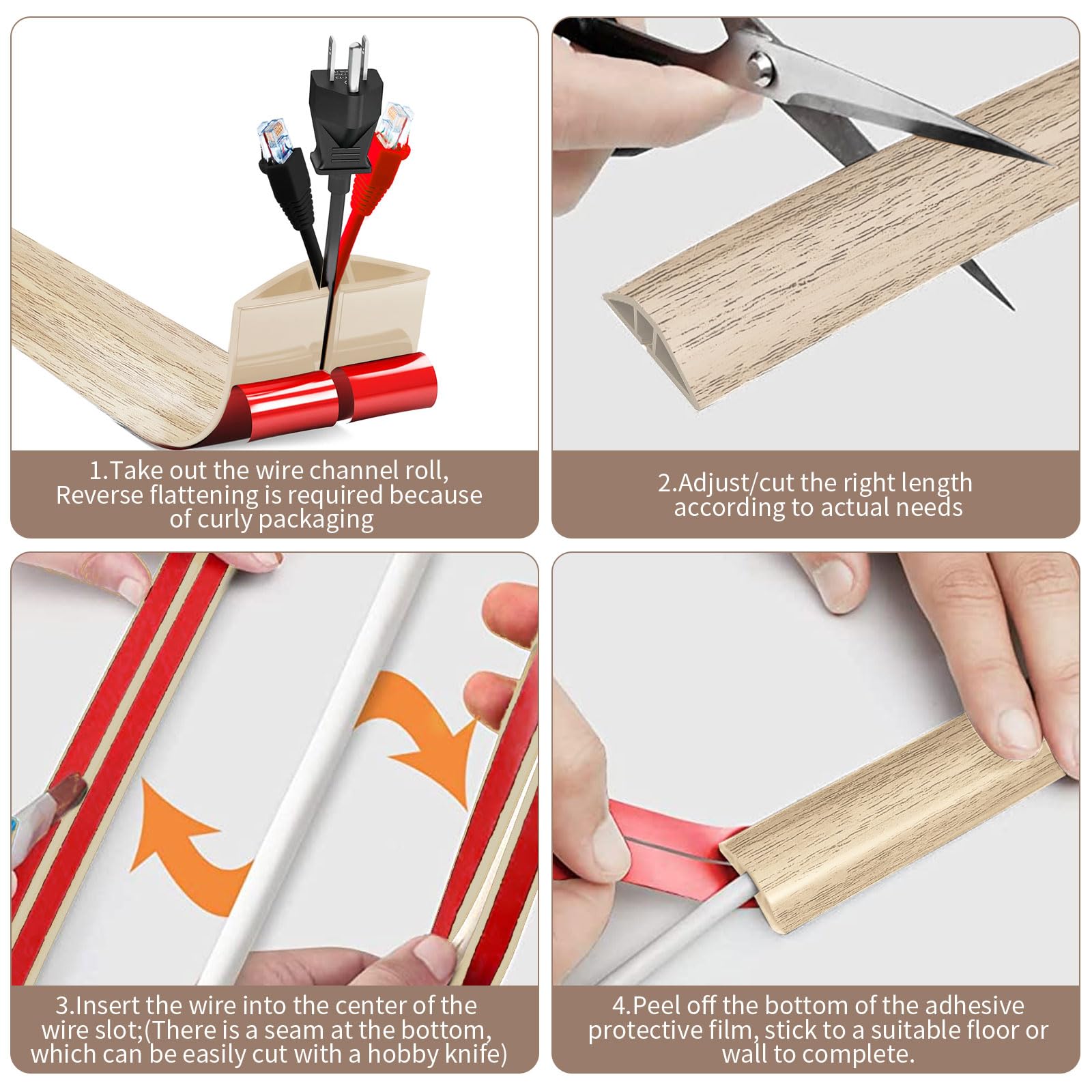 Flexibele kleine kabelgoot, zelfklevende vloer kabelbrug, 5M x 5cm flexibele kabelafdekking kabelbescherming kabelschacht gemakkelijk te snijden montage voor alle netkabels huis, kantoor, magazijn