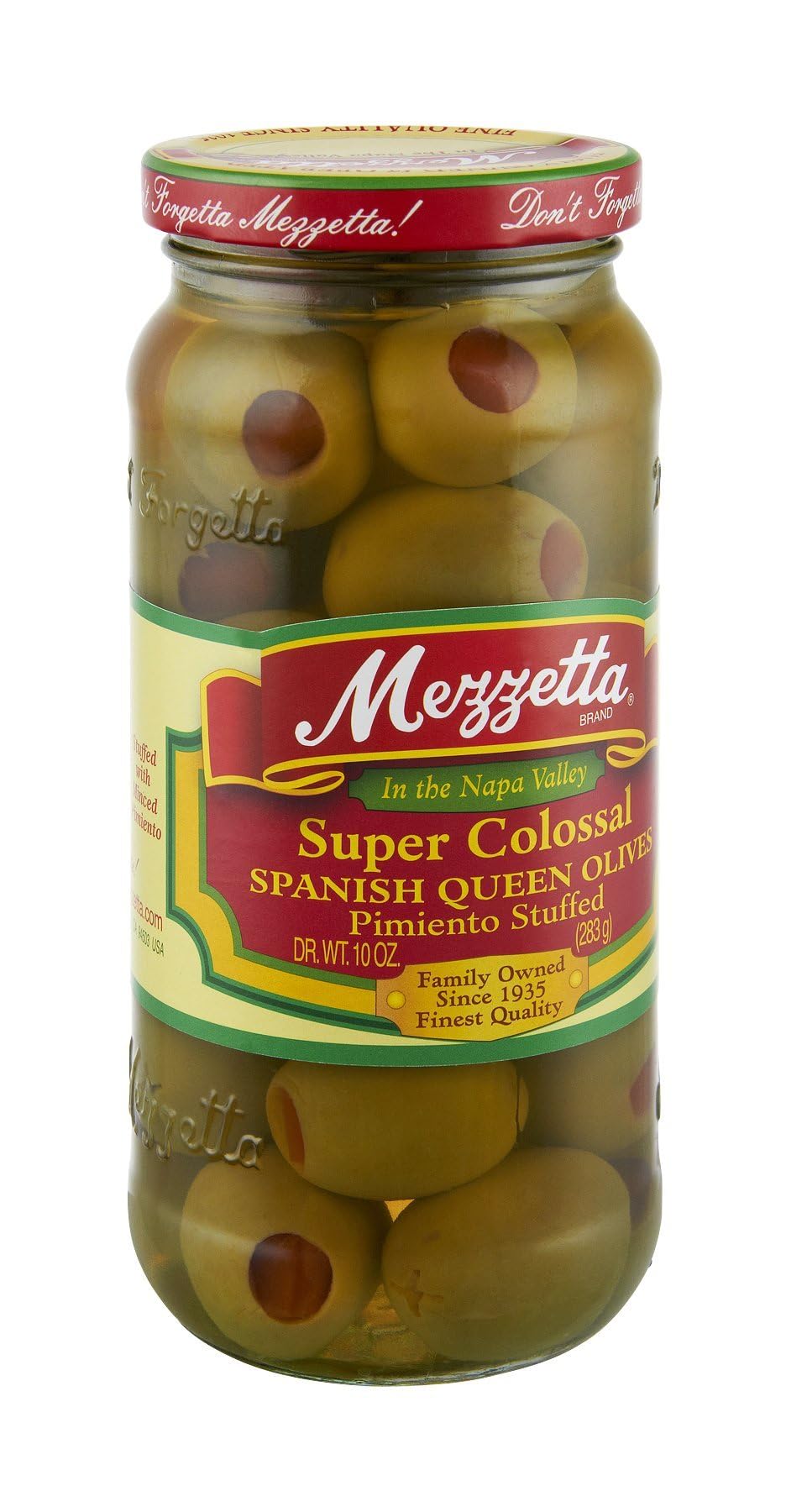 Mezzetta Spanish Colossal Queen Olives with Minced Pimento, 10-Ounce Jars (Pack of 6)