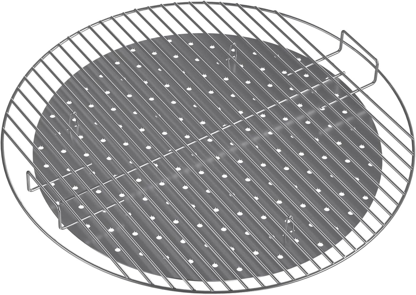 iPEGTOP Grill Grate 22" Round Stainless Steel Replacement, BBQ Cooking Grate fits Weber & Similar 22” Kettle Charcoal Grills, No-Fire 360° Even Heat Distribution Plate Monitoring for Beginners
