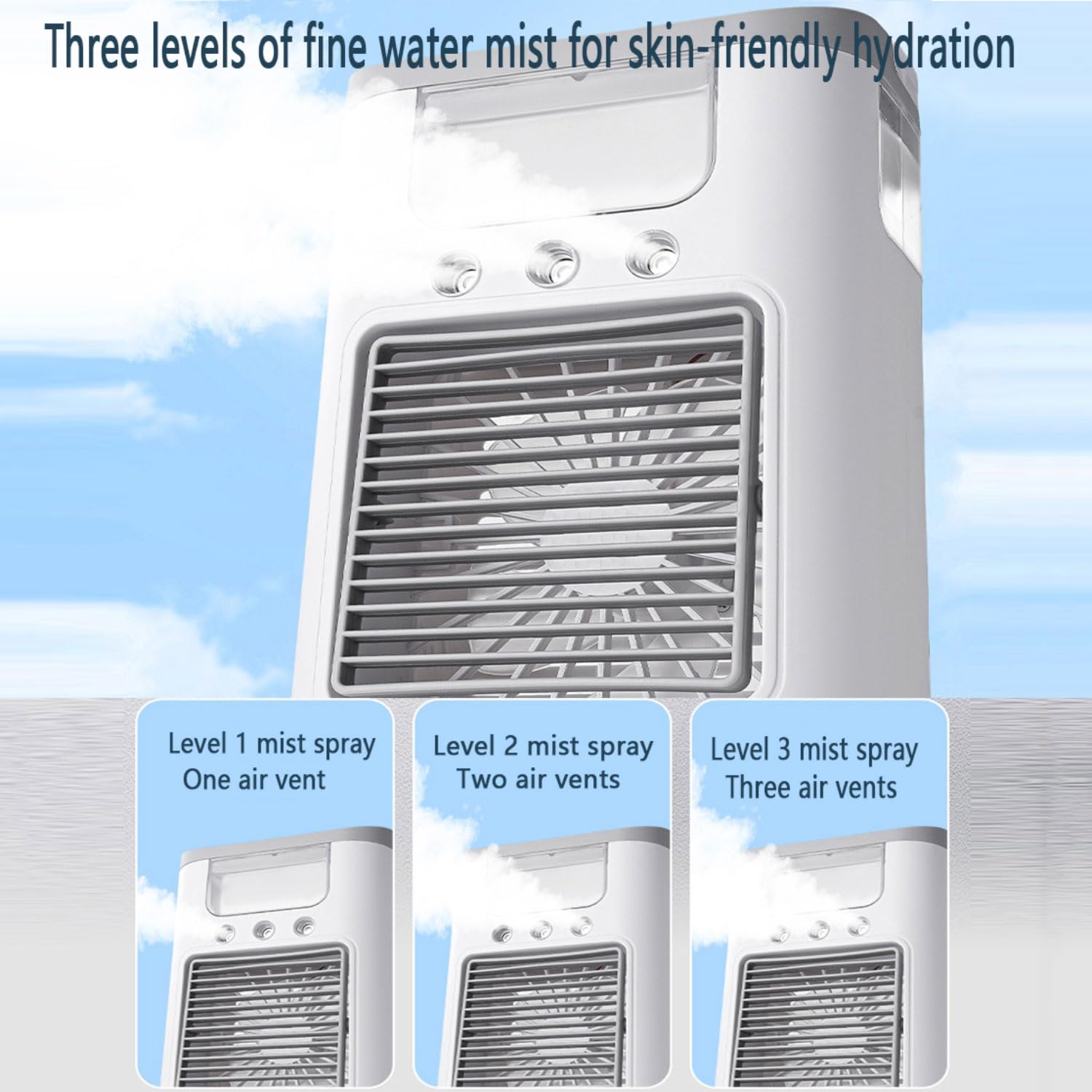 Condizionatore Portatile Silenzioso con 600ml Mini Climatizzatore Evaporativo Ventilatore con 3 Velocità Raffreddatore D'aria Luci LED & Risparmio EnergeticoIdeale Ventilatore Aria Fredda per Ufficio