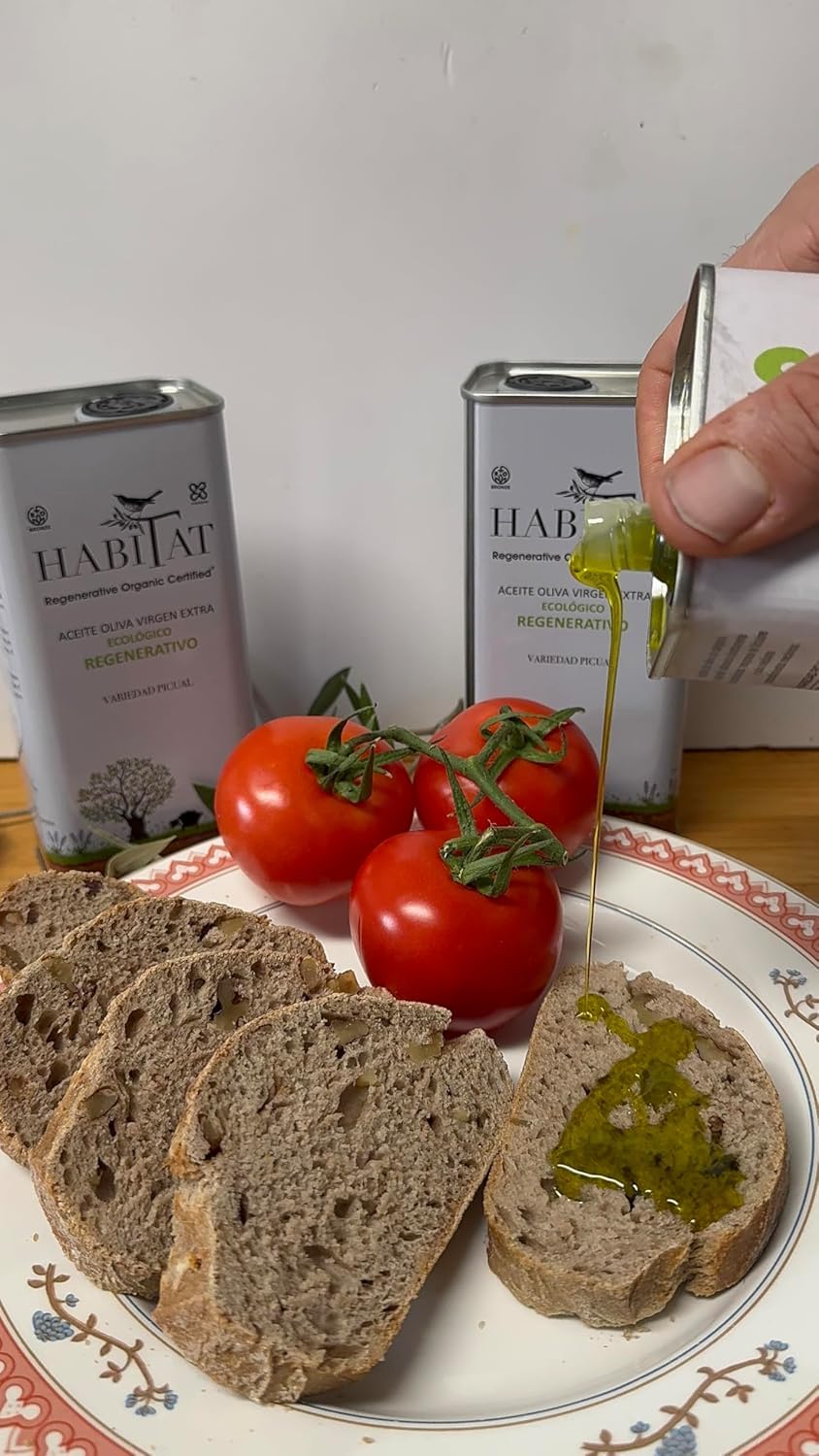 HABITAT AOVE - Aceite de Oliva Virgen Extra Regenerativo Picual en Lata 500 ml Opaca y Reciclable - Extracción en Frío, Producto de España - Ideal para Ensaladas, Tostadas y Cocina en Crudo