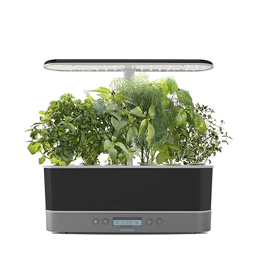 AeroGarden Harvest Elite Slim with Gourmet Herb Seed Pod Kit - Hydroponic Indoor Garden, Platinum Stainless