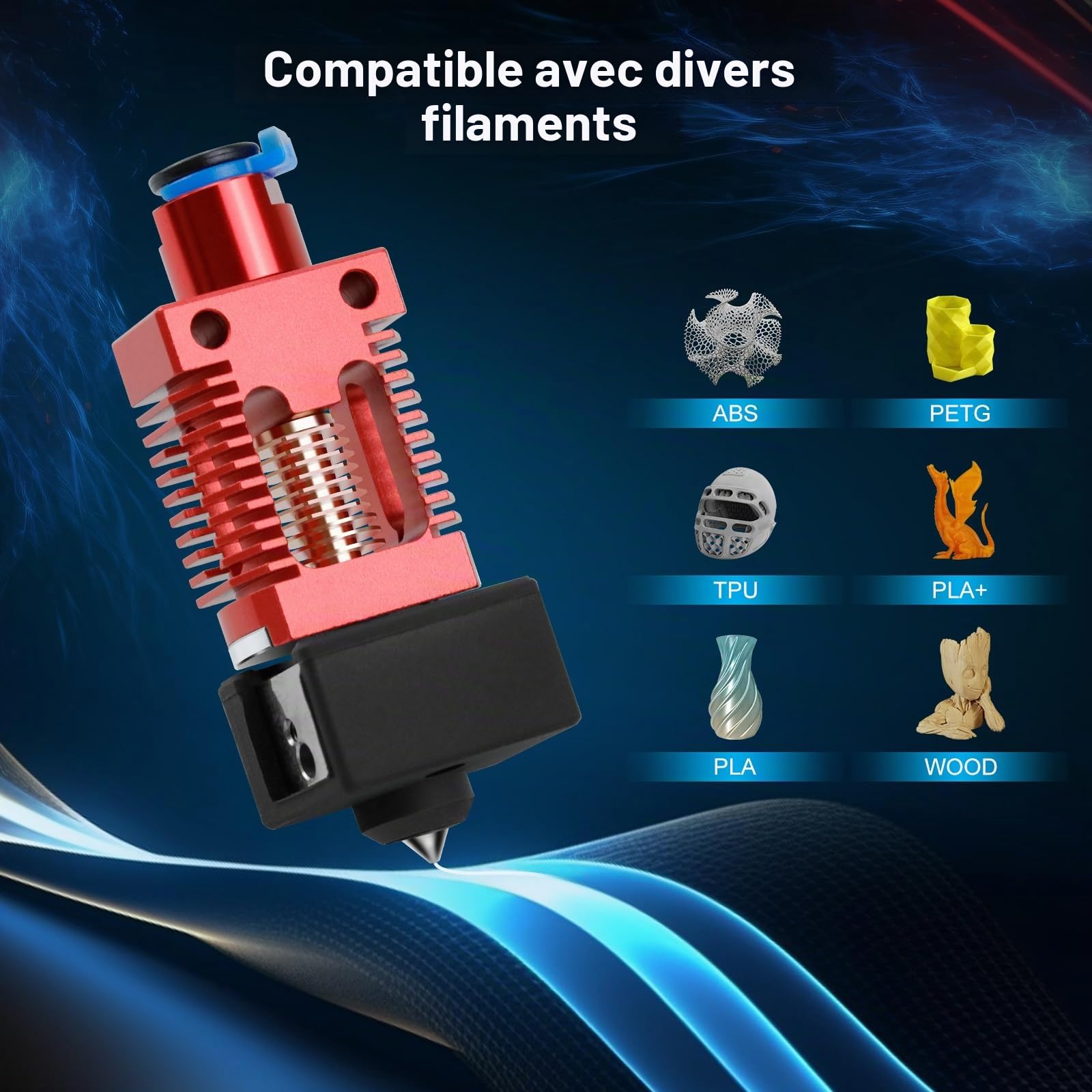 Ender 3 v2 Hotend Mise à niveau Xirbbo Ender 3 Pro Haut débit Haute Température Support 300 ℃ Haute Température Imprimante 3D Rapido Hotend Kit Compatible Ender3/Pro/V2/Max/Ender 5/Pro/Plus/CR10